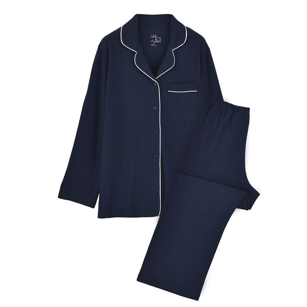 Modal Mixed Cotton Knitted Pajamas Couple Loungewear Set Soft and Smooth (MS085)