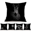 Modern Black And White Animals Portrait Photography Of Lion Zebra Elephant Tiger Pattern Sofa Pillow Cover Home Decor Square Cushions Cover 45x45cm