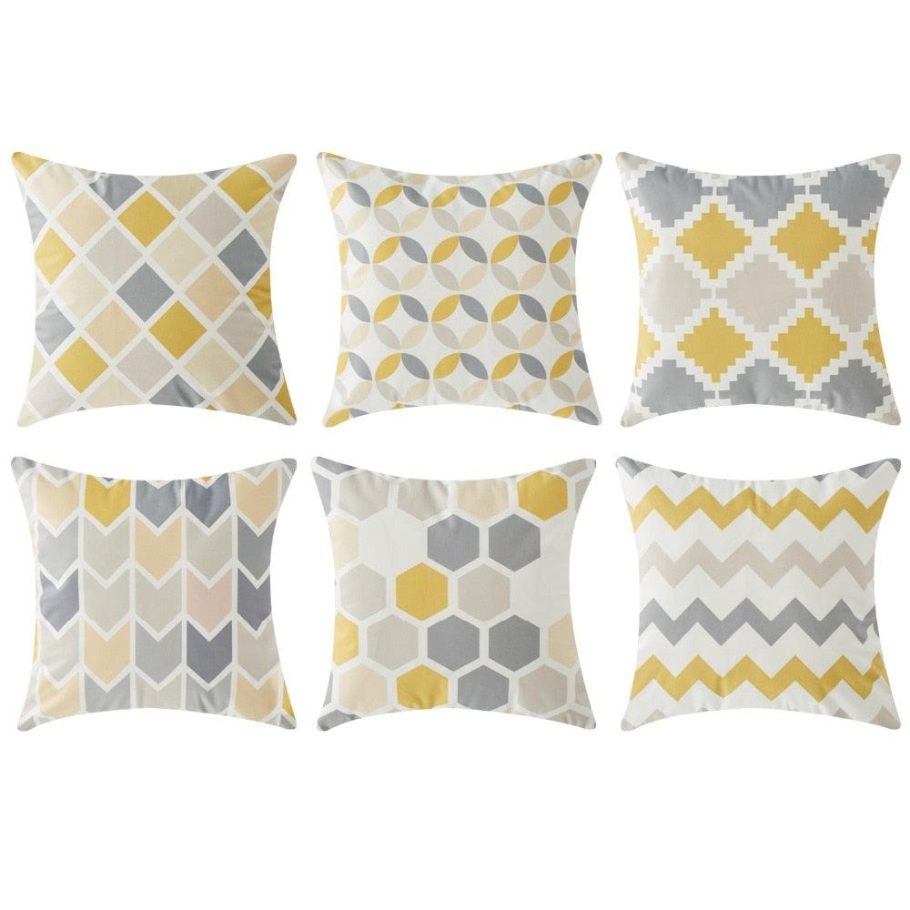 Modern Geometric Decorative Geometric Pillow Cushion Cases Outdoor Square Yellow Decorative Pillow Covers For Couch Bedroom Pillow Cases Cushion Covers
