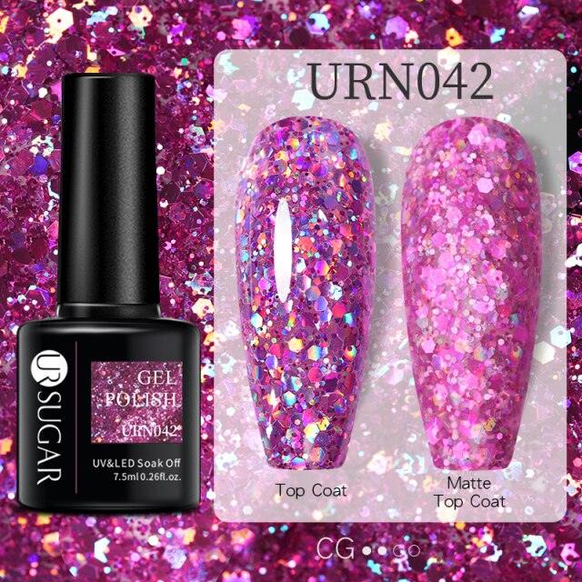 Modern Luxury Autumn Winter Womens Gel Polish Glossy Matte Diamond Effect Long Lasting Nail Art Sequins Design