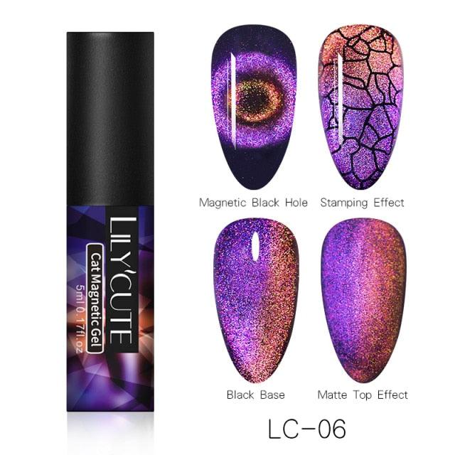 Modern Styllish Elegant 9D Cat Magnetic Nail Gel Polish UV LED  Permanent Elegant Colorful Charming Effect For Womens