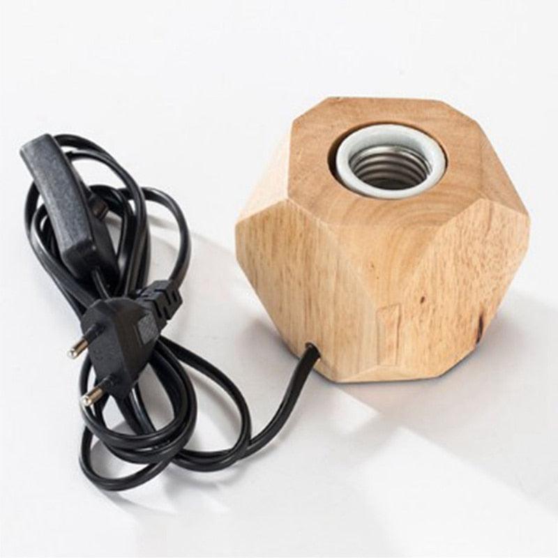 Modern table lamp E27 Wooden desk lamp Diamond bedside lamp for home/bedroom/living room decor EU-Plug Wooden Base Decorative Table Lamp Cute Study Lamps for Bedroom Décor