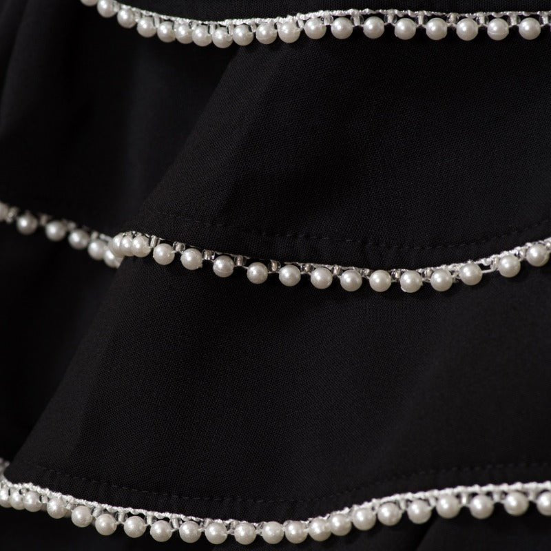 Modest Cardigan Black Robe Beaded Cuff Abaya with Layered Sleeves Elegant Design(MOA136)