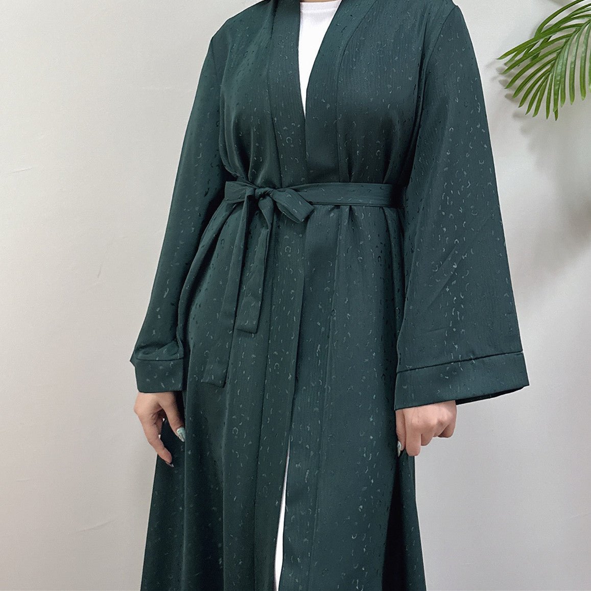 Modest Elegant Dress 3D Textured Printer with Flared Sleeves(MOA210)