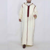 Modest Islamic Fashion Premium Long Burgundy Embroidered Thobe for Men Hooded Muslim Robe (MT027)