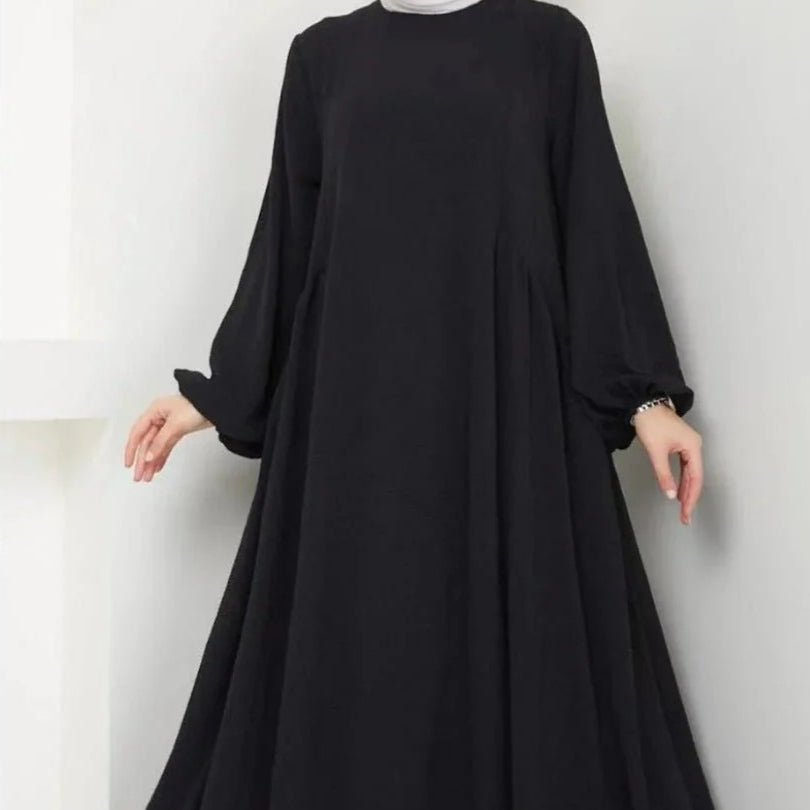 Modest Loose Fit Abaya with Lantern Sleeves | Ice Crepe Pullover Abaya (MA153)