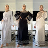 Modest Luxury Embroidered Flare Sleeve Abaya Collection | Muslim Dresses with White Geometric Embroidery (MA262)