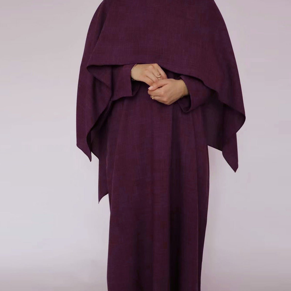 Modest Luxury Robe Dress Set | Premium Muslim Solid Color Two-Piece Abaya (MA249)