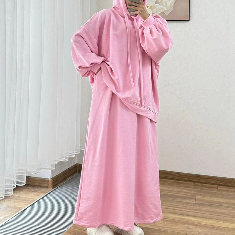 Modest Muslim Casual Wear Hooded Set | Long Sleeve Jacket & Maxi Skirt (MS095)