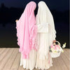 Soft Solid Color Muslim Hijabs with Flowy Cape Design |  Double-Layer Ruffle-Edged Big Swing Headscarf (MK023)