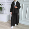 Modest Muslim Women's Bubble Sleeve Shirt Jacket & Skirt Layered Dress Set(MS078)