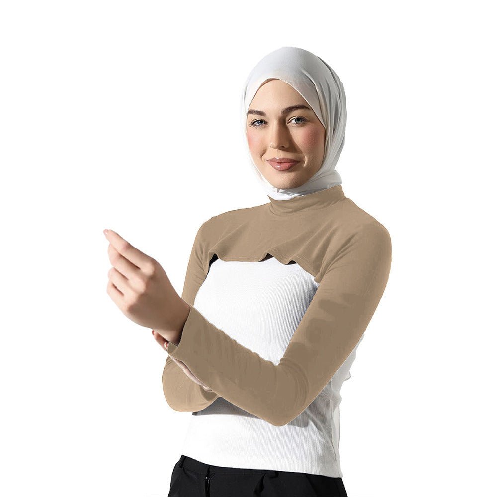 Modest Shoulder-Cover Base Layer Versatile Sleeveless Inner Top with Attached Sleeves | One Size (MAC409)