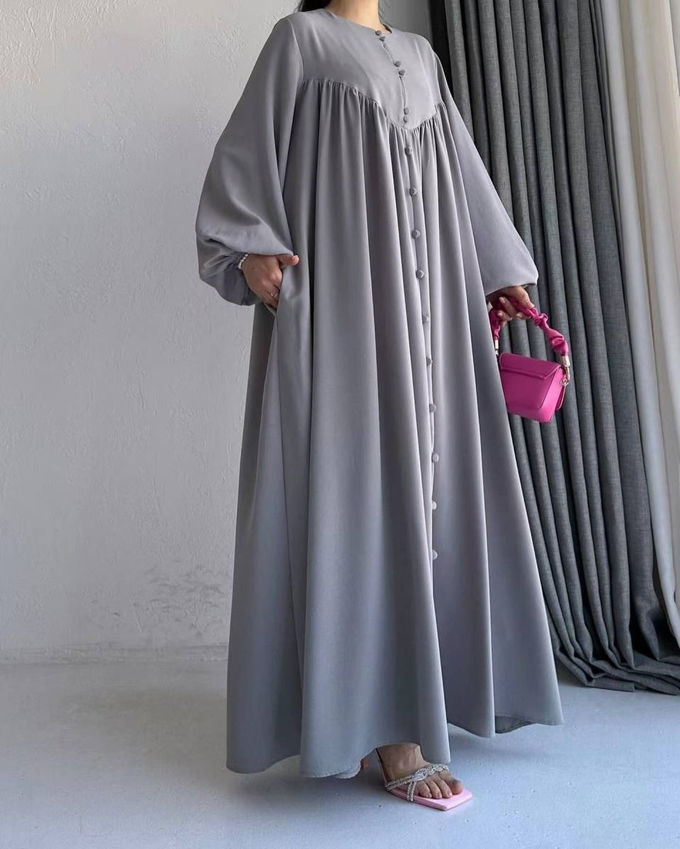 Modest Swinging sleeve Button-down Muslim Abaya (MA174)