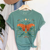 Moth Moon Phases And Ferns Celestial Ethereal Night Sky Botanical Illustration Comfort Colors Tee