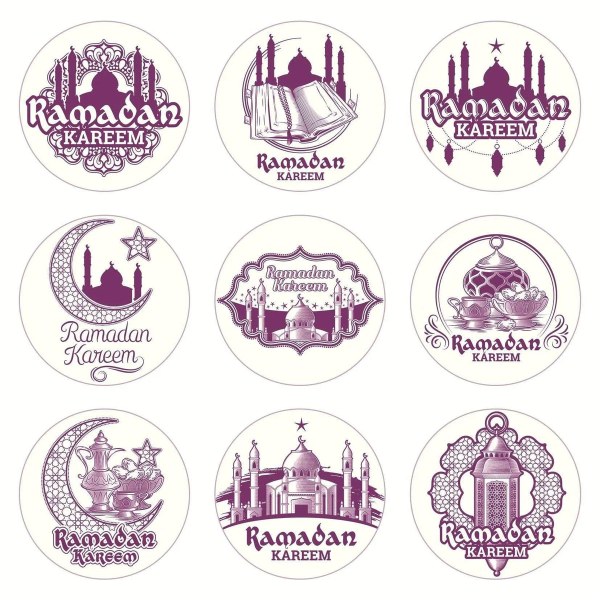 MR014 Ramadan Sticker, 90 Pcs Stickers Eid Mubarak Decoration