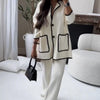 MS004  Fall Chunky Knit Cardigan Sweaters Casual Open Front Set
