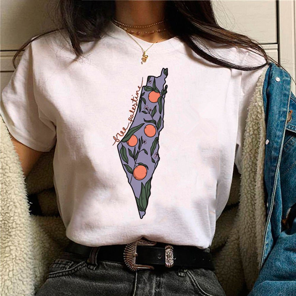 MS034 Free Palestine Printed Casual T-shirt