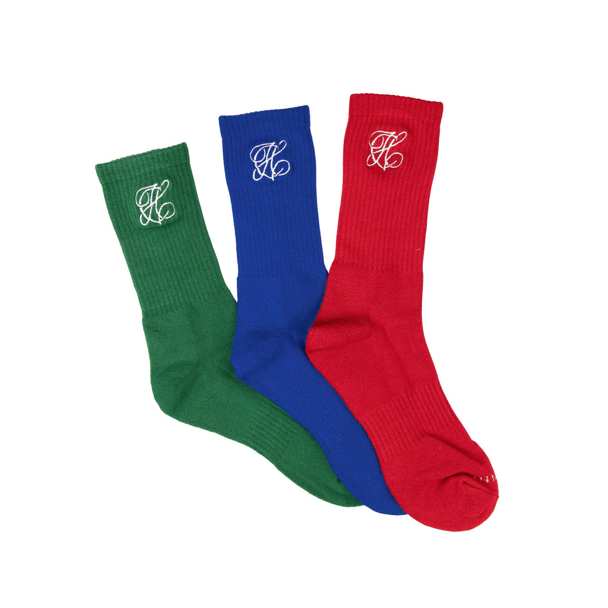 Common Hype Tonal Embroidered Sock Green, Blue, Red (3-Pack)