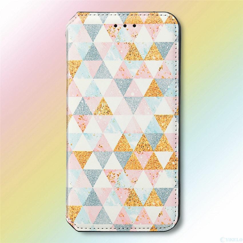 Multicolored Phone Case For iPhone 13 12 11 Pro Mini Cover Wallet Card Slot Flip Magnetic Leather PU Leather Flip Wallet Cover with Card Slots Case Cover