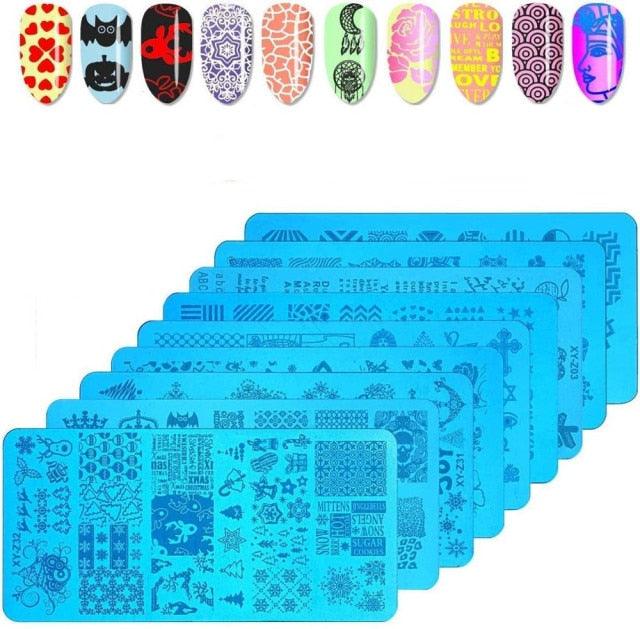 Nail Stamping Gel Set 8 Colors UV Gel Varnish for Nail Art Stamping Plate 4 Boards Black White Nail Gel for Girls and Women