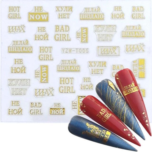 Nail Stickers for Manicure Nail Sticker Sliders For Nails Decal Self-adhesive Nails Figures Transfer Black Accessories Sliders Manicure Decoration 3D Nail Supplies Holographic Decals Transfer Sliders Nail Design Manicures Nail Self-Adhesive Sticker
