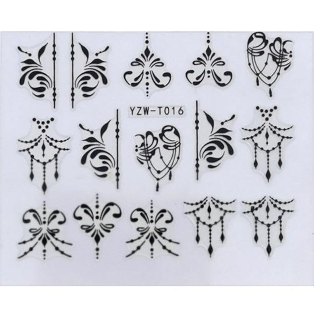 Nail Stickers for Manicure Nail Sticker Sliders For Nails Decal Self-adhesive Nails Figures Transfer Black Accessories Sliders Manicure Decoration 3D Nail Supplies Holographic Decals Transfer Sliders Nail Design Manicures Nail Self-Adhesive Sticker