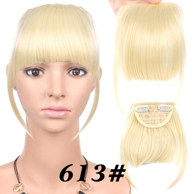 Natural Straight Synthetic Blunt Bangs High Temperature Fiber Brown Women Clip-In Flat Neat Bangs With Temples For Women One Piece Hairpiece