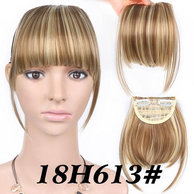 Natural Straight Synthetic Blunt Bangs High Temperature Fiber Brown Women Clip-In Flat Neat Bangs With Temples For Women One Piece Hairpiece