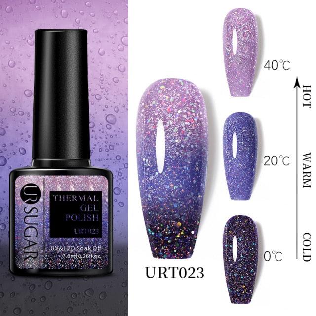 New 2022 Pink Blue Gel Nail Polish UV Color Changing Elegant Luxury Glossy Nail Design For Womens