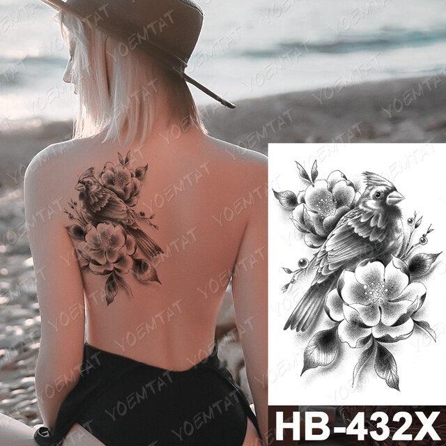 New Big Butterfly Waterproof Temporary Sticker Tattoo Elegant Black Colorful Tattoos Rose For Women Men