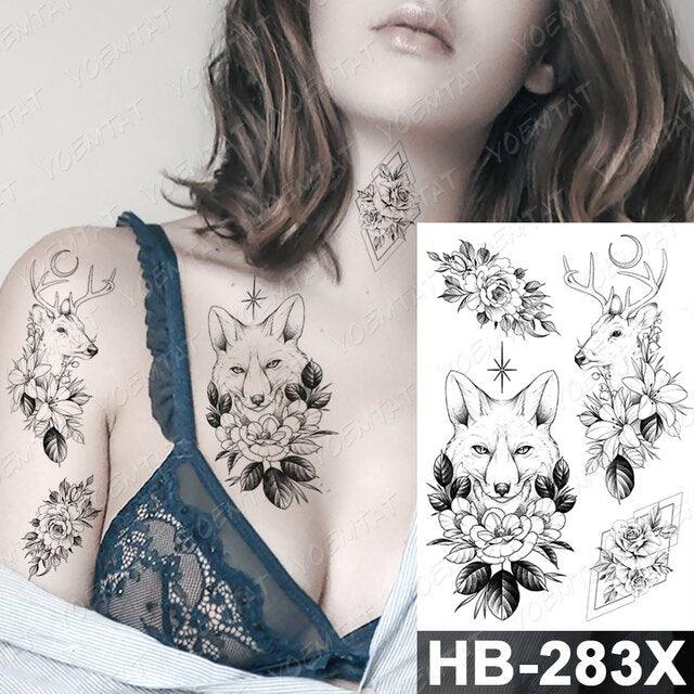 New Big Butterfly Waterproof Temporary Sticker Tattoo Elegant Black Colorful Tattoos Rose For Women Men