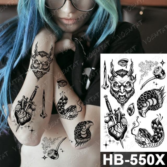 New Big Butterfly Waterproof Temporary Sticker Tattoo Elegant Black Colorful Tattoos Rose For Women Men