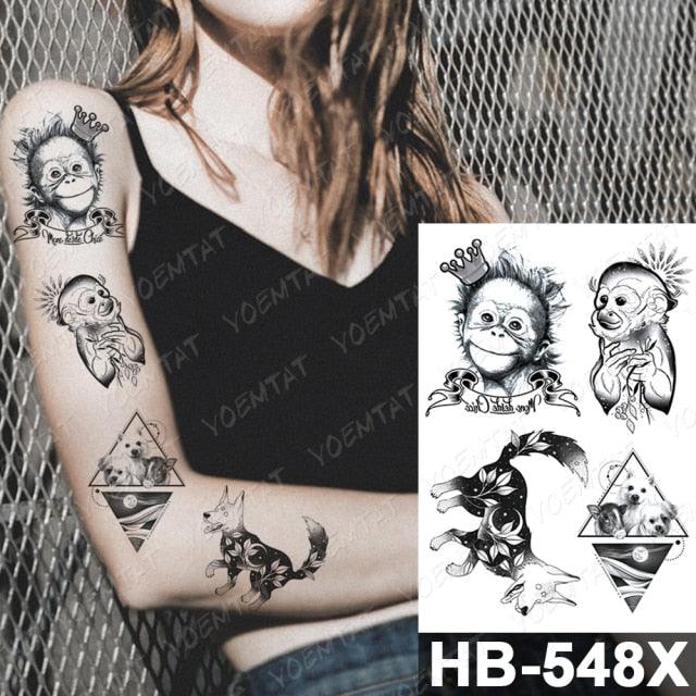 New Big Butterfly Waterproof Temporary Sticker Tattoo Elegant Black Colorful Tattoos Rose For Women Men