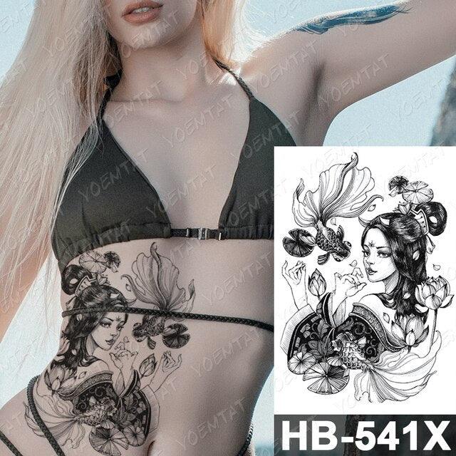 New Big Butterfly Waterproof Temporary Sticker Tattoo Elegant Black Colorful Tattoos Rose For Women Men