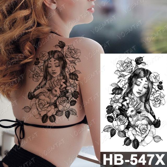 New Big Butterfly Waterproof Temporary Sticker Tattoo Elegant Black Colorful Tattoos Rose For Women Men