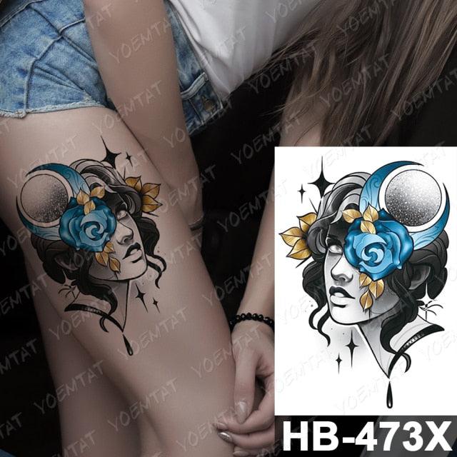 New Big Butterfly Waterproof Temporary Sticker Tattoo Elegant Black Colorful Tattoos Rose For Women Men