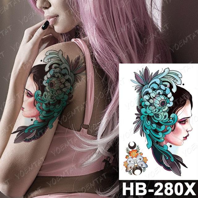 New Big Butterfly Waterproof Temporary Sticker Tattoo Elegant Black Colorful Tattoos Rose For Women Men