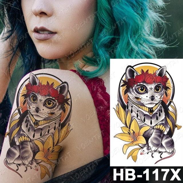 New Big Butterfly Waterproof Temporary Sticker Tattoo Elegant Black Colorful Tattoos Rose For Women Men