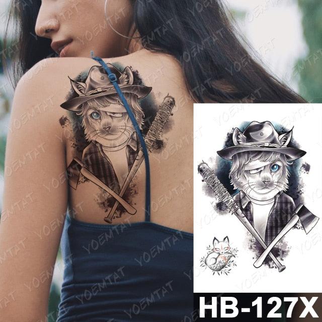 New Big Butterfly Waterproof Temporary Sticker Tattoo Elegant Black Colorful Tattoos Rose For Women Men