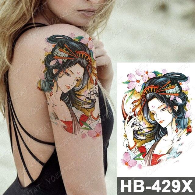 New Big Butterfly Waterproof Temporary Sticker Tattoo Elegant Black Colorful Tattoos Rose For Women Men