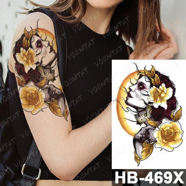 New Big Butterfly Waterproof Temporary Sticker Tattoo Elegant Black Colorful Tattoos Rose For Women Men