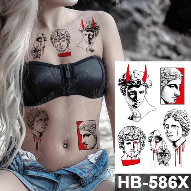 New Big Butterfly Waterproof Temporary Sticker Tattoo Elegant Black Colorful Tattoos Rose For Women Men