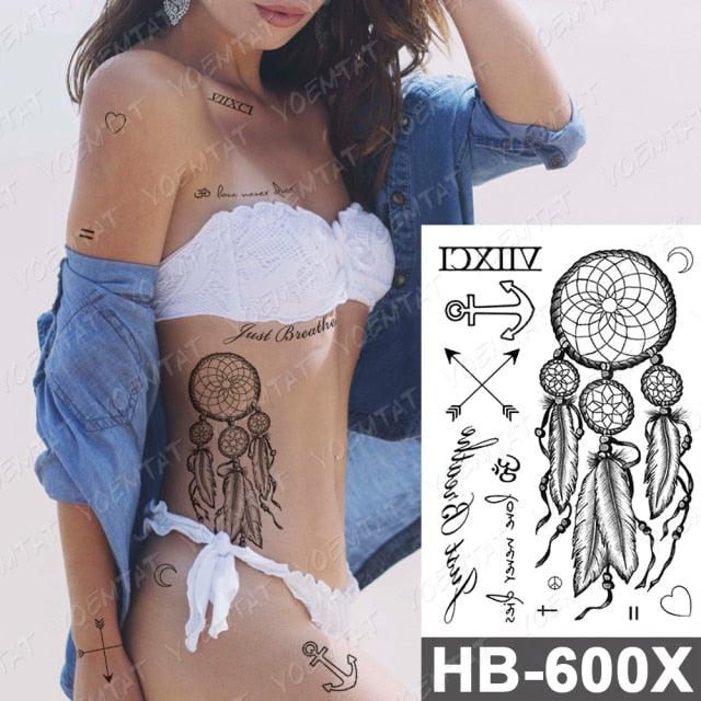 New Big Butterfly Waterproof Temporary Sticker Tattoo Elegant Black Colorful Tattoos Rose For Women Men
