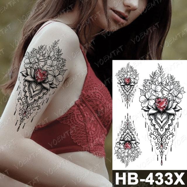 New Big Butterfly Waterproof Temporary Sticker Tattoo Elegant Black Colorful Tattoos Rose For Women Men