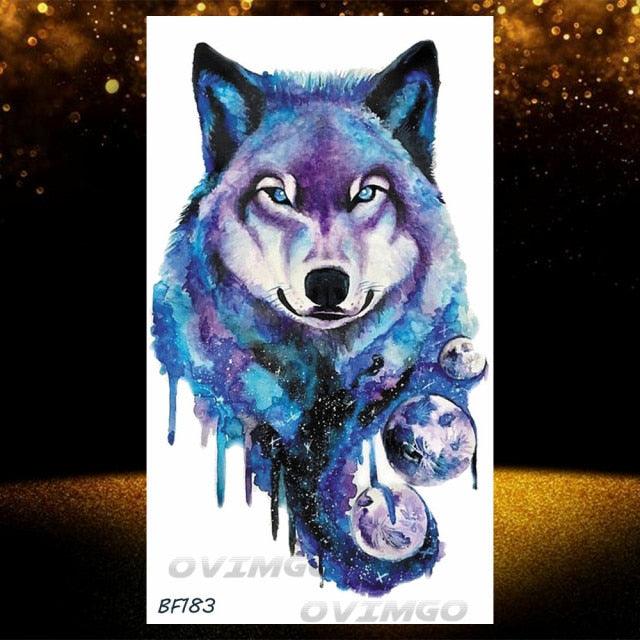 New Black Wolf Forest Sticker Tattoos Temporary Tree Fierce Animal Body Tattoo Luxury Design Custom Tatoos For Mens