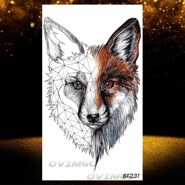 New Black Wolf Forest Sticker Tattoos Temporary Tree Fierce Animal Body Tattoo Luxury Design Custom Tatoos For Mens