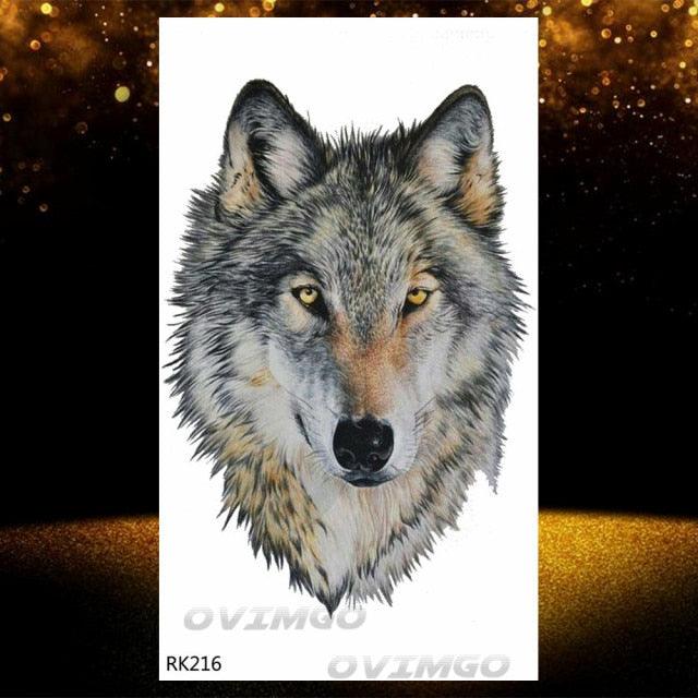 New Black Wolf Forest Sticker Tattoos Temporary Tree Fierce Animal Body Tattoo Luxury Design Custom Tatoos For Mens