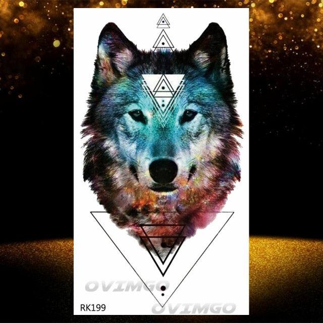 New Black Wolf Forest Sticker Tattoos Temporary Tree Fierce Animal Body Tattoo Luxury Design Custom Tatoos For Mens