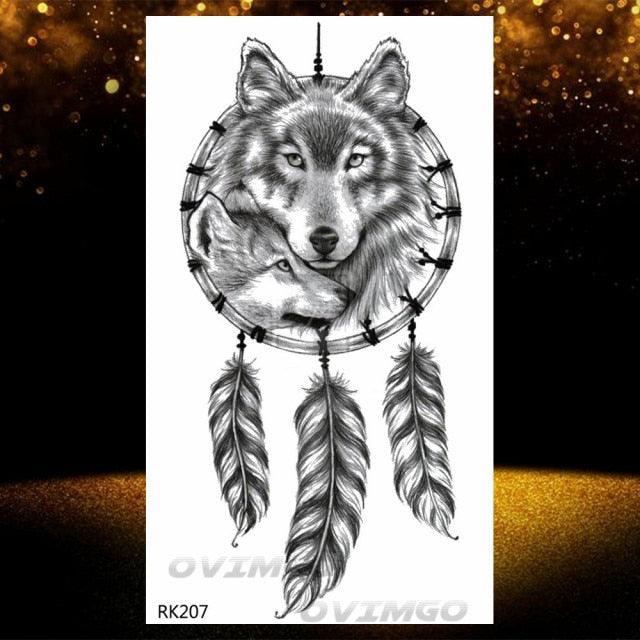 New Black Wolf Forest Sticker Tattoos Temporary Tree Fierce Animal Body Tattoo Luxury Design Custom Tatoos For Mens