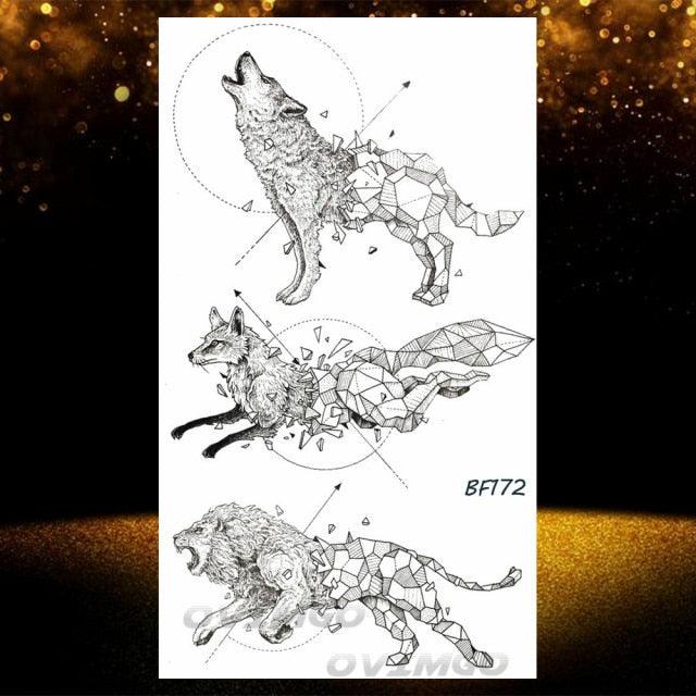 New Black Wolf Forest Sticker Tattoos Temporary Tree Fierce Animal Body Tattoo Luxury Design Custom Tatoos For Mens